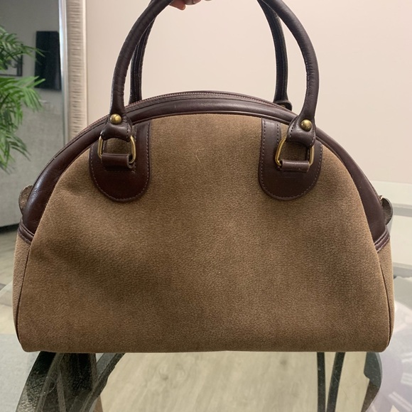 Pierre Cardin Elegant Brown suede Leather trim Handbag - Picture 3 of 9